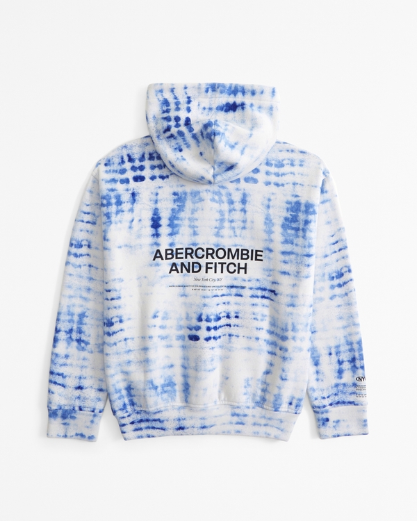 tie-dye logo popover hoodie, Blue Pattern