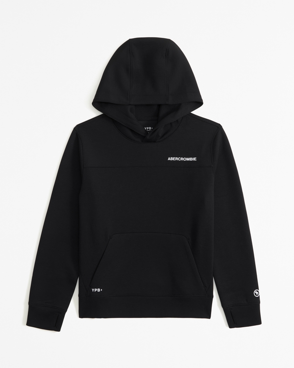 ypb neoknit active logo popover hoodie, Black