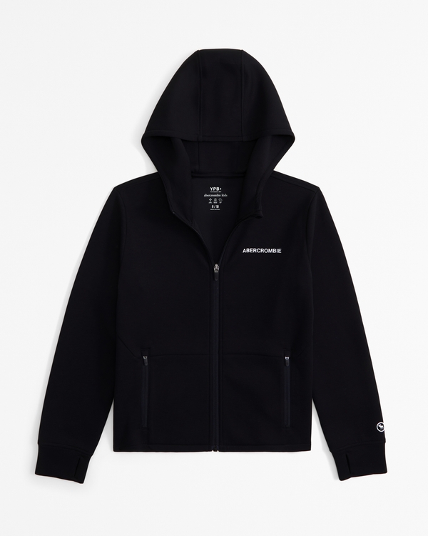 ypb neoknit active logo full-zip hoodie, Black
