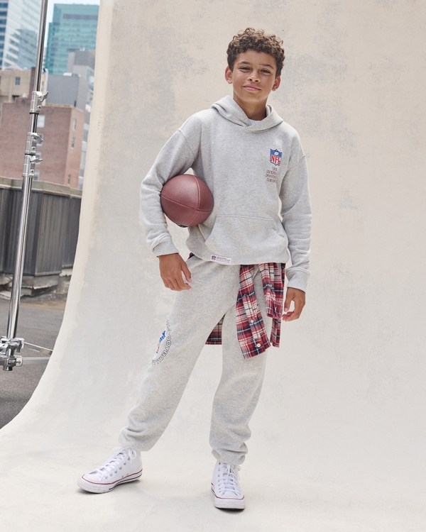 nfl graphic popover hoodie, Light Grey