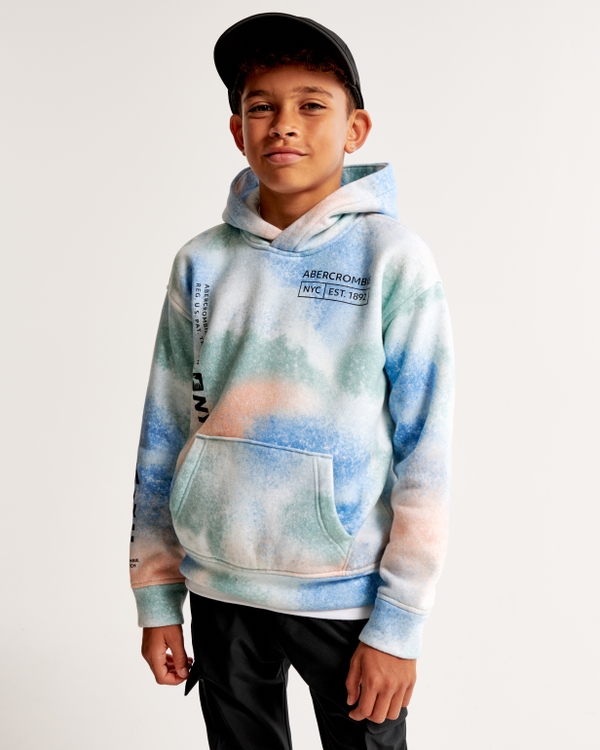 tie-dye print logo popover hoodie