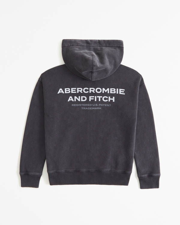 print logo full-zip hoodie, Dark Grey
