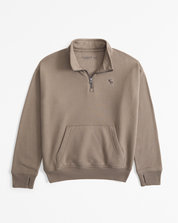 essential icon quarter-zip sweatshirt, Dusty Beige