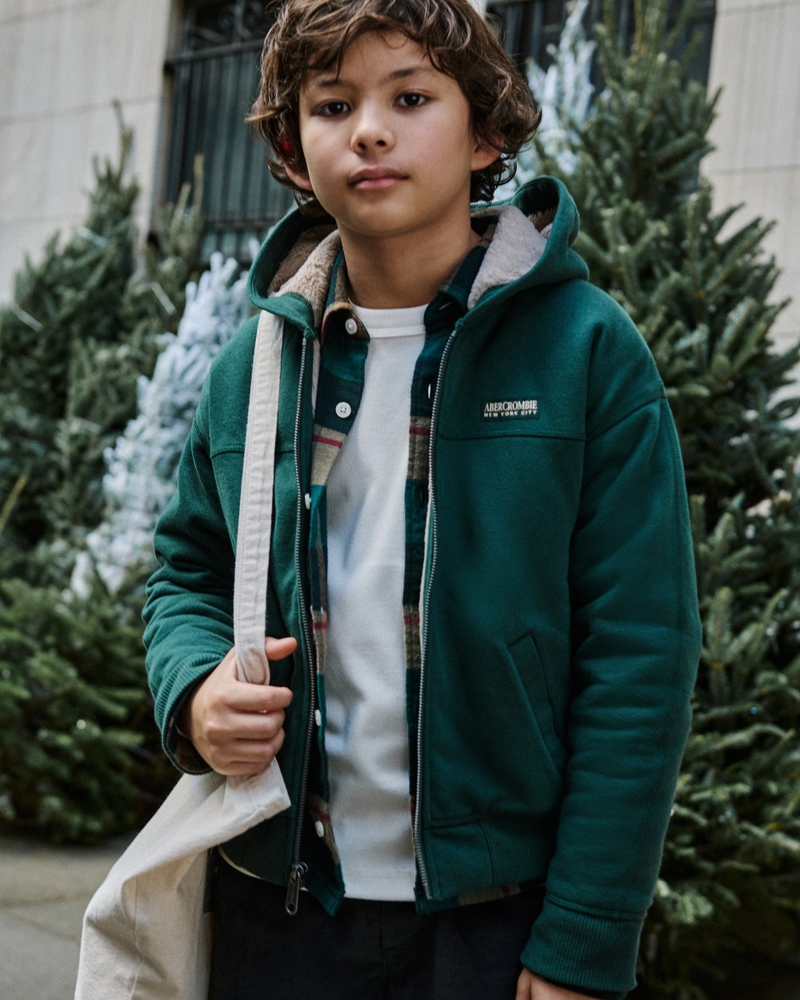 faux fur-lined logo full-zip hoodie