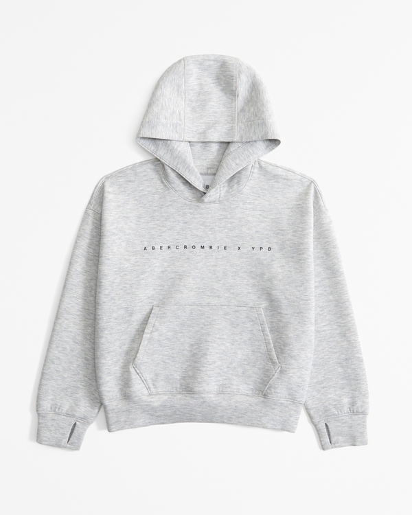 ypb neoknit active logo popover hoodie, Light Gray