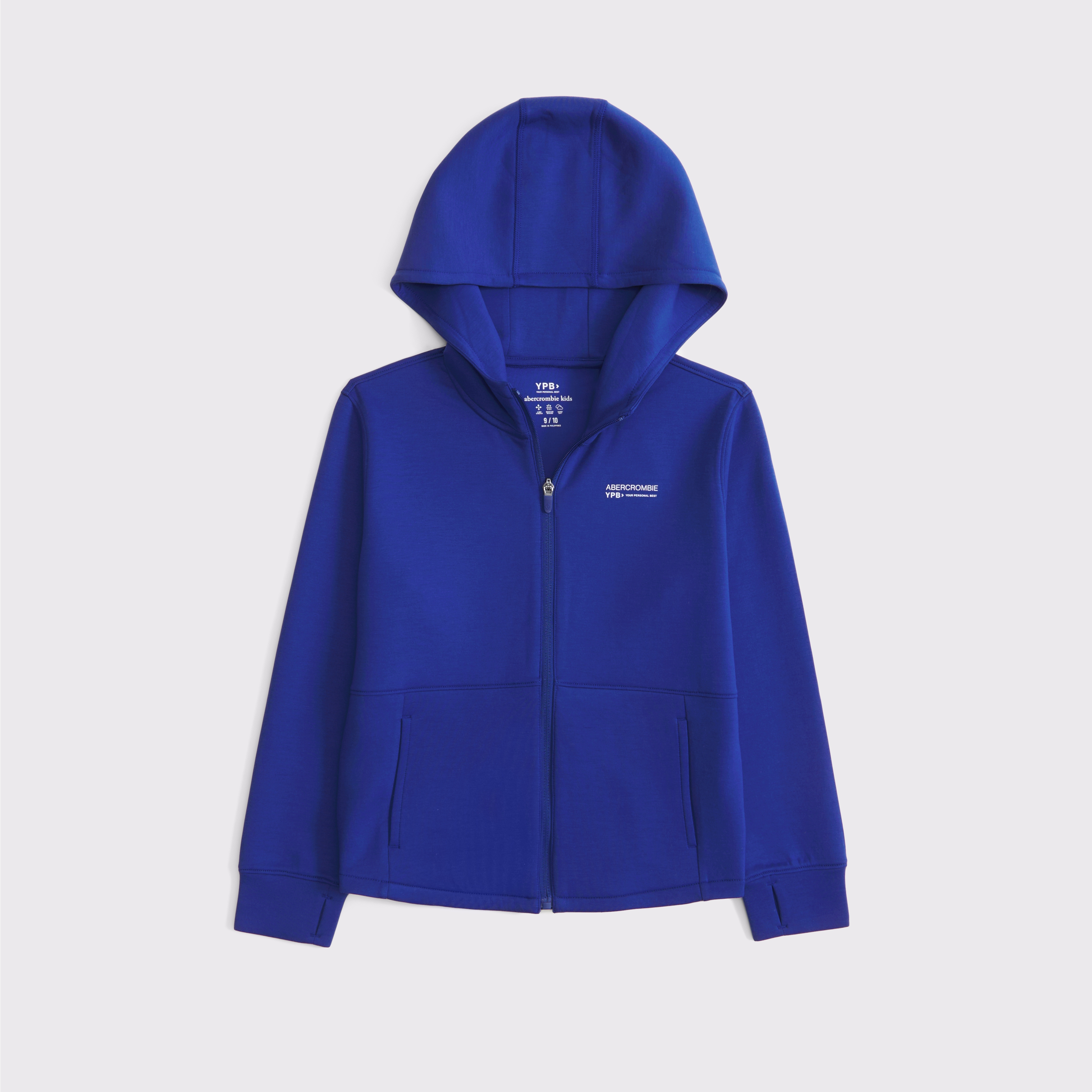 Abercrombie & Fitch Kids' Ypb Neoknit Active Logo Full-zip Hoodie In Blue