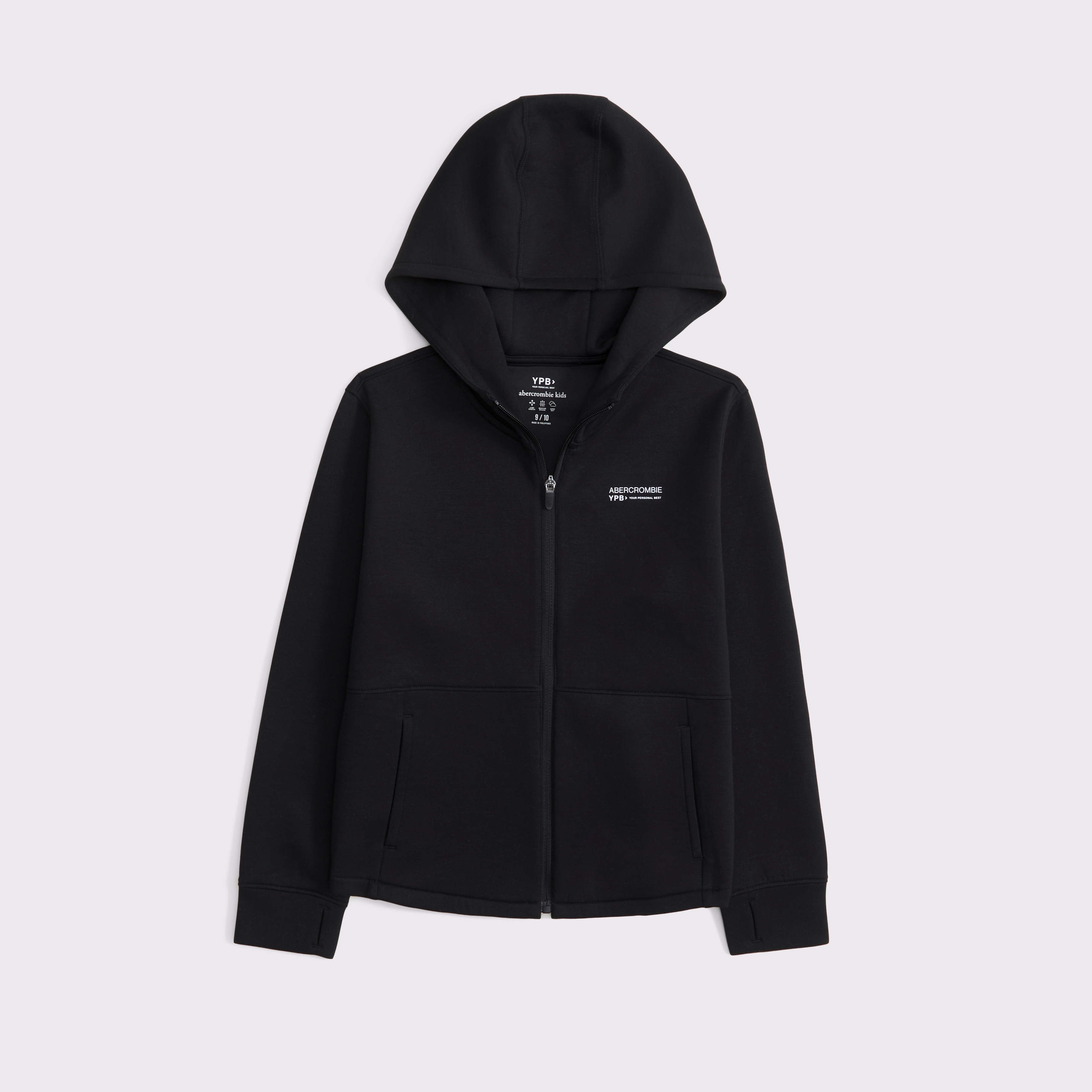 Abercrombie & Fitch Kids' Ypb Neoknit Active Logo Full-zip Hoodie In Black