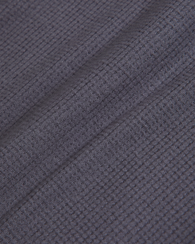 boxy waffle-lined full-zip hoodie