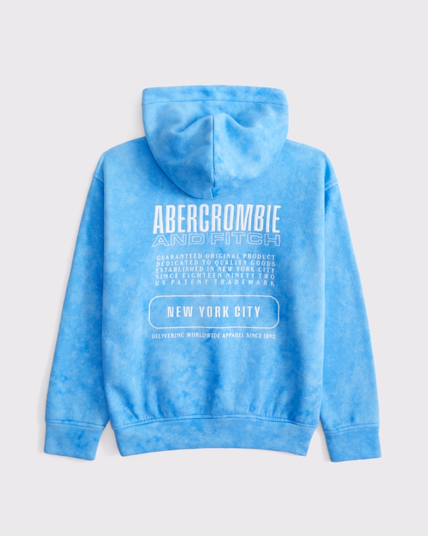 logo popover hoodie, Blue view 1