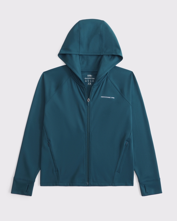 ypb neocool active logo full-zip hoodie, Teal view 1