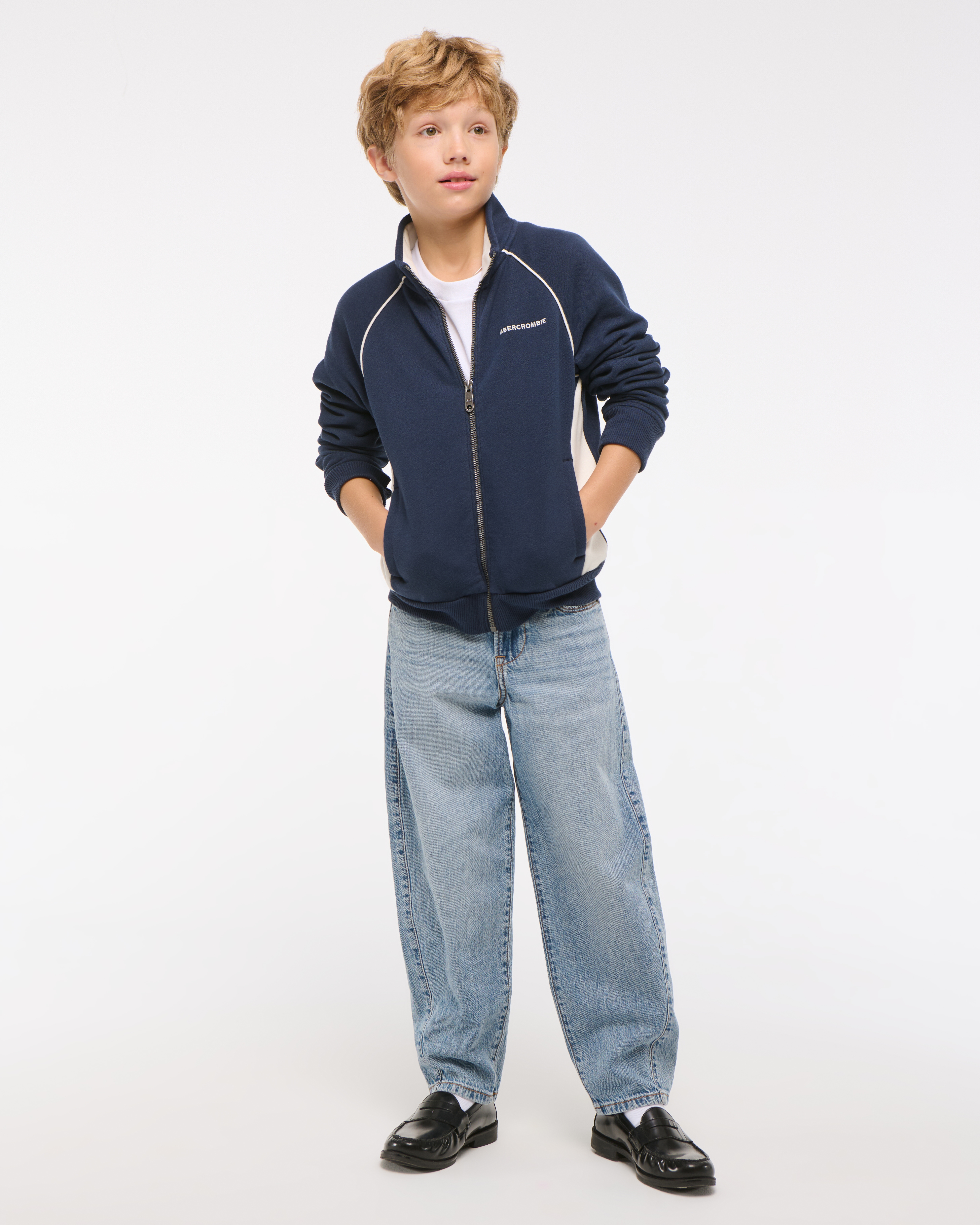 boys logo fleece full-zip track jacket | boys clearance
