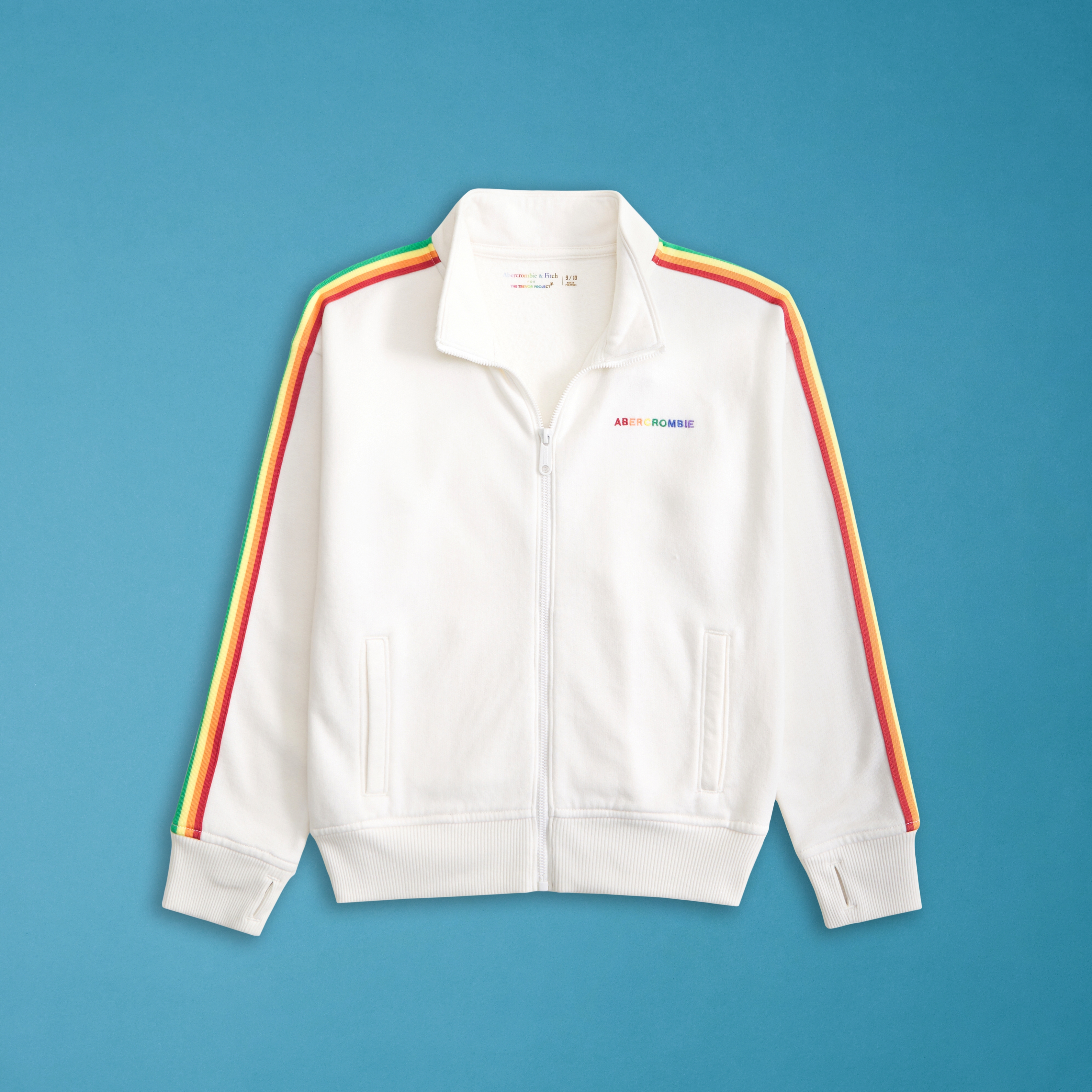 Abercrombie & Fitch Kids Pride Logo Fleece Full-zip Track Jacket In White