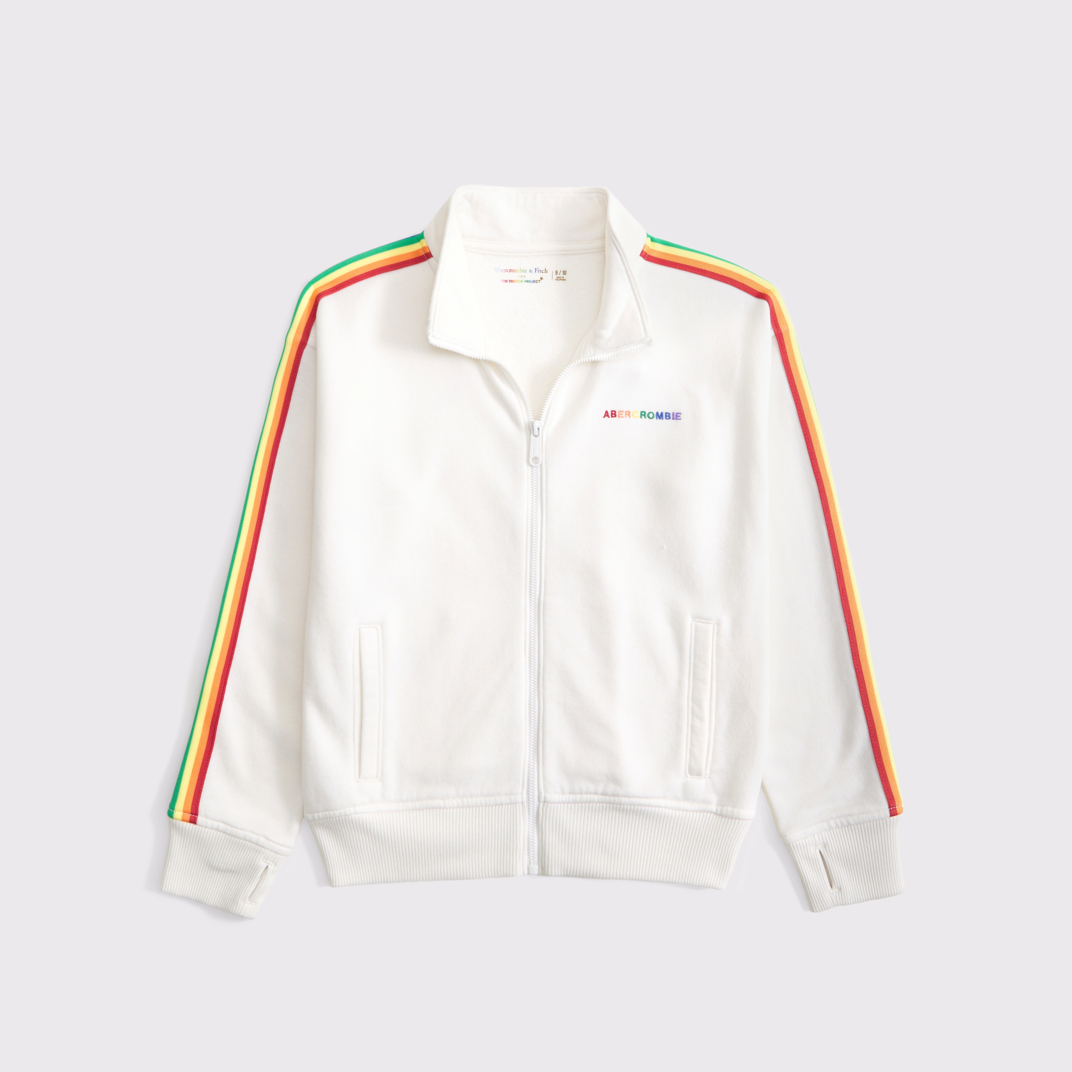 Abercrombie & Fitch Kids Pride Logo Fleece Full-zip Track Jacket In White