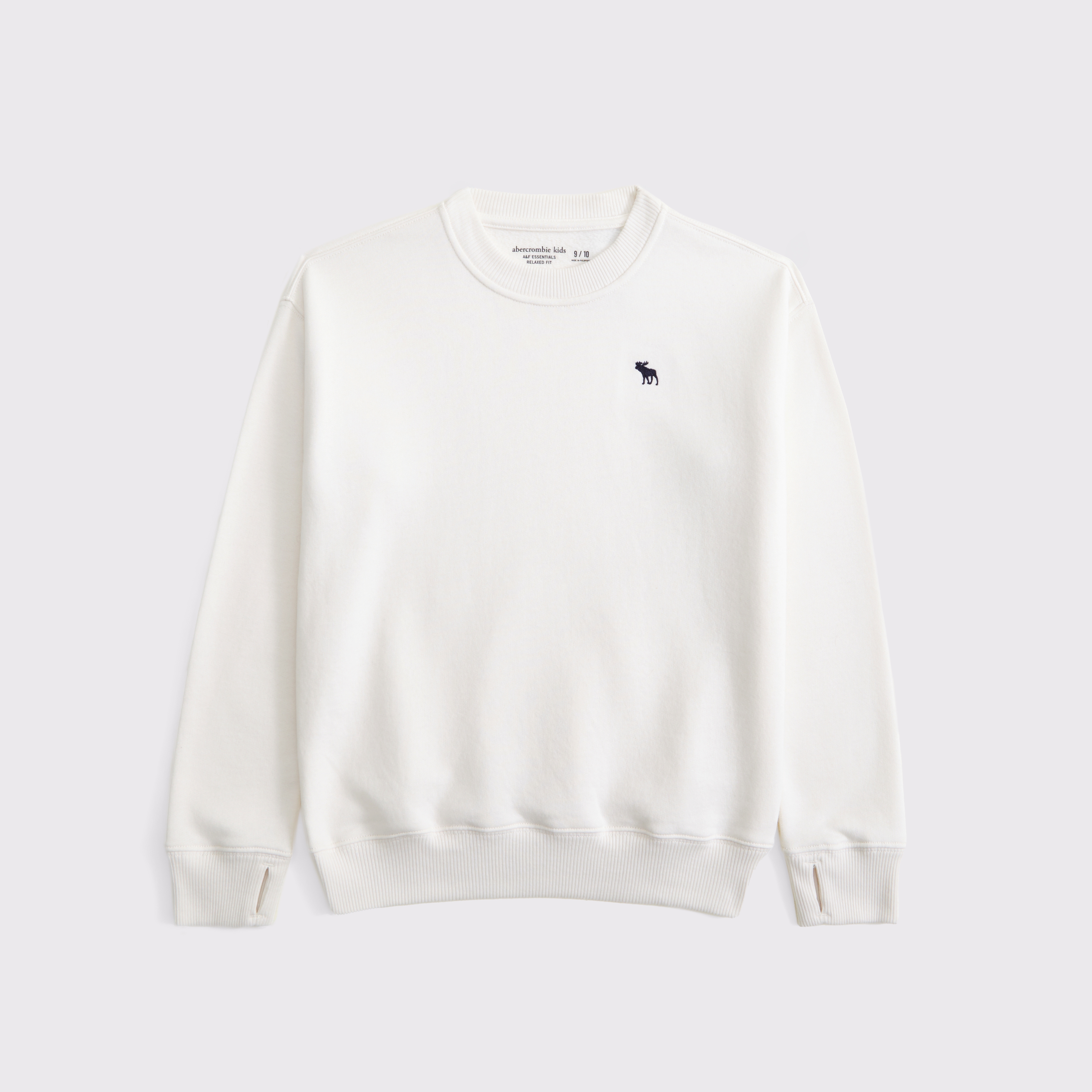 Abercrombie & Fitch Kids' Essential Icon Crew Sweatshirt In White