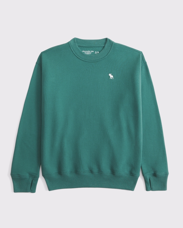 essential icon crew sweatshirt, Teal Green view 1