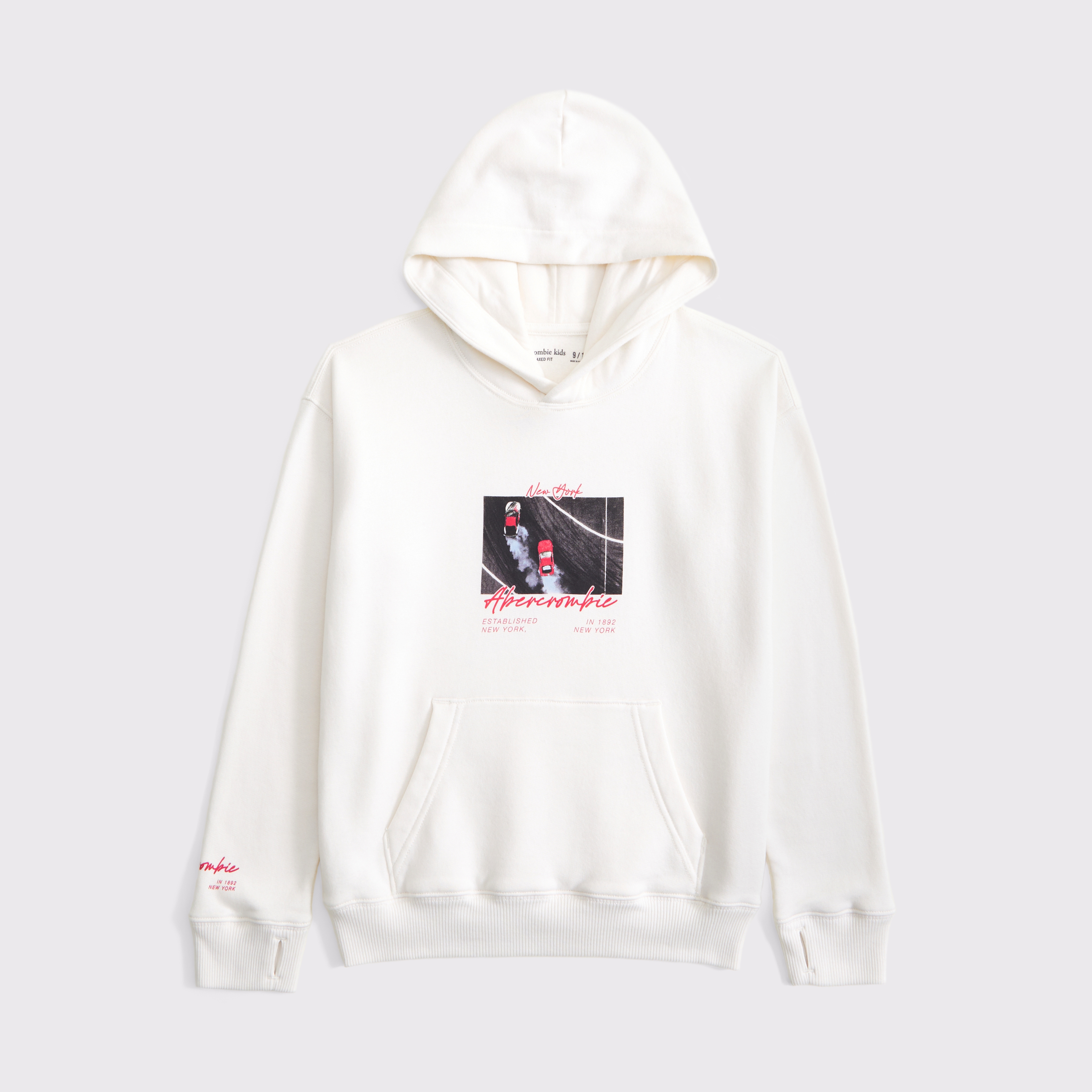 Abercrombie & Fitch Kids' Imagery Logo Popover Hoodie In White