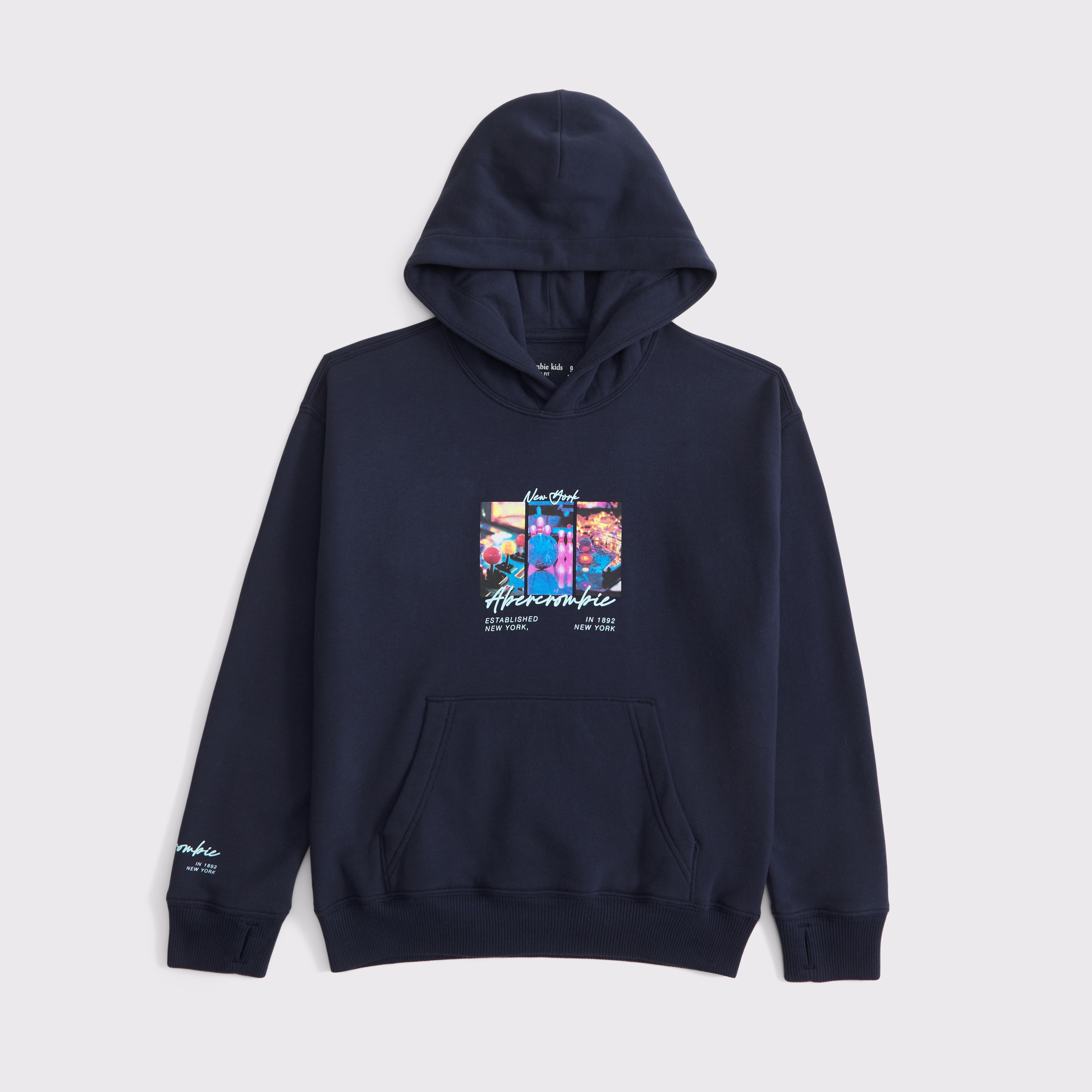 Abercrombie & Fitch Kids' Imagery Logo Popover Hoodie In Blue