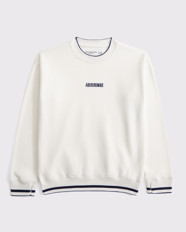 logo crew sweatshirt, Cream view 1