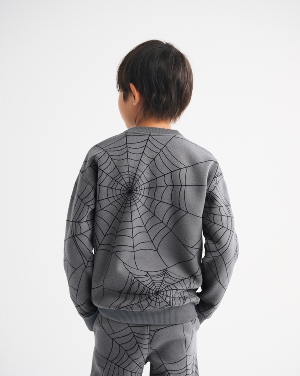 spider web glow-in-the-dark graphic crew sweatshirt