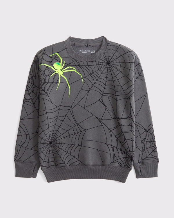 spider web graphic crew sweatshirt, Dark Gray view 2