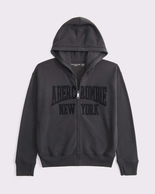 logo full-zip hoodie, Dark Gray view 1