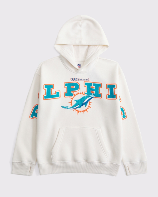 miami dolphins graphic popover hoodie, Cream-dolphins view 2
