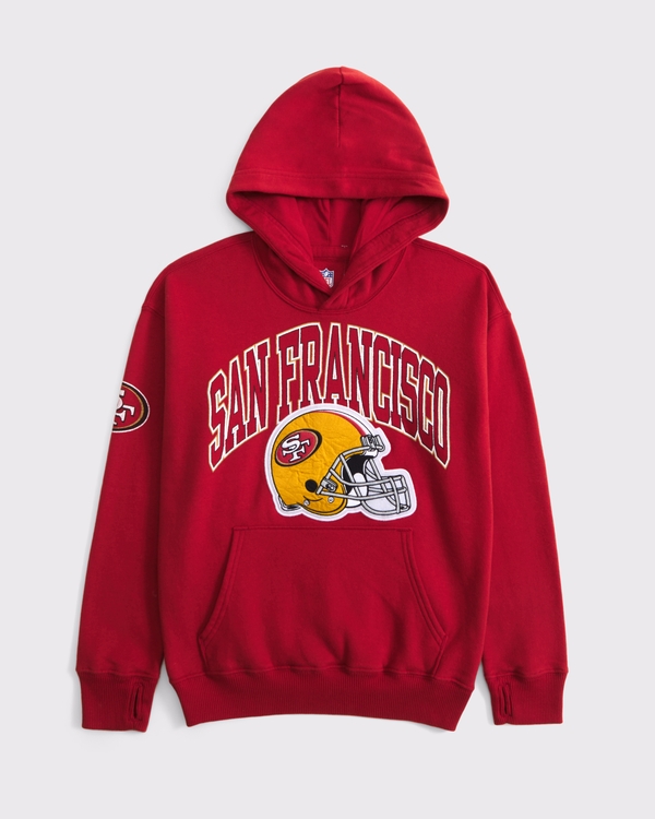 san francisco 49ers graphic popover hoodie, Red-49ers view 1
