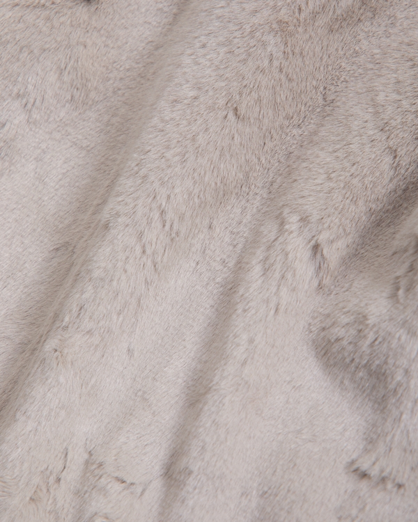 boxy faux fur-lined full-zip hoodie, Dark Gray view 2