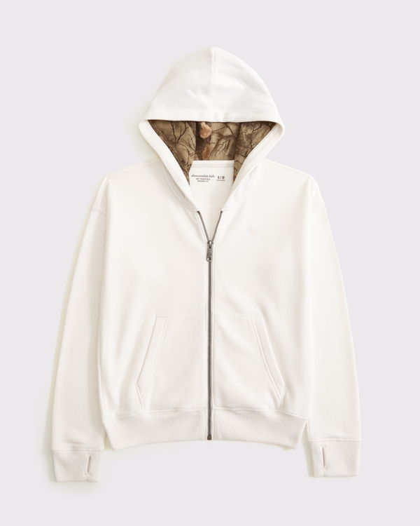 essential icon full-zip hoodie, White view 2