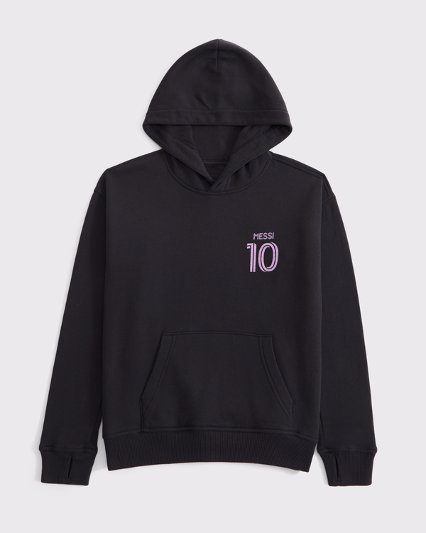 lionel messi graphic popover hoodie, Black view 2