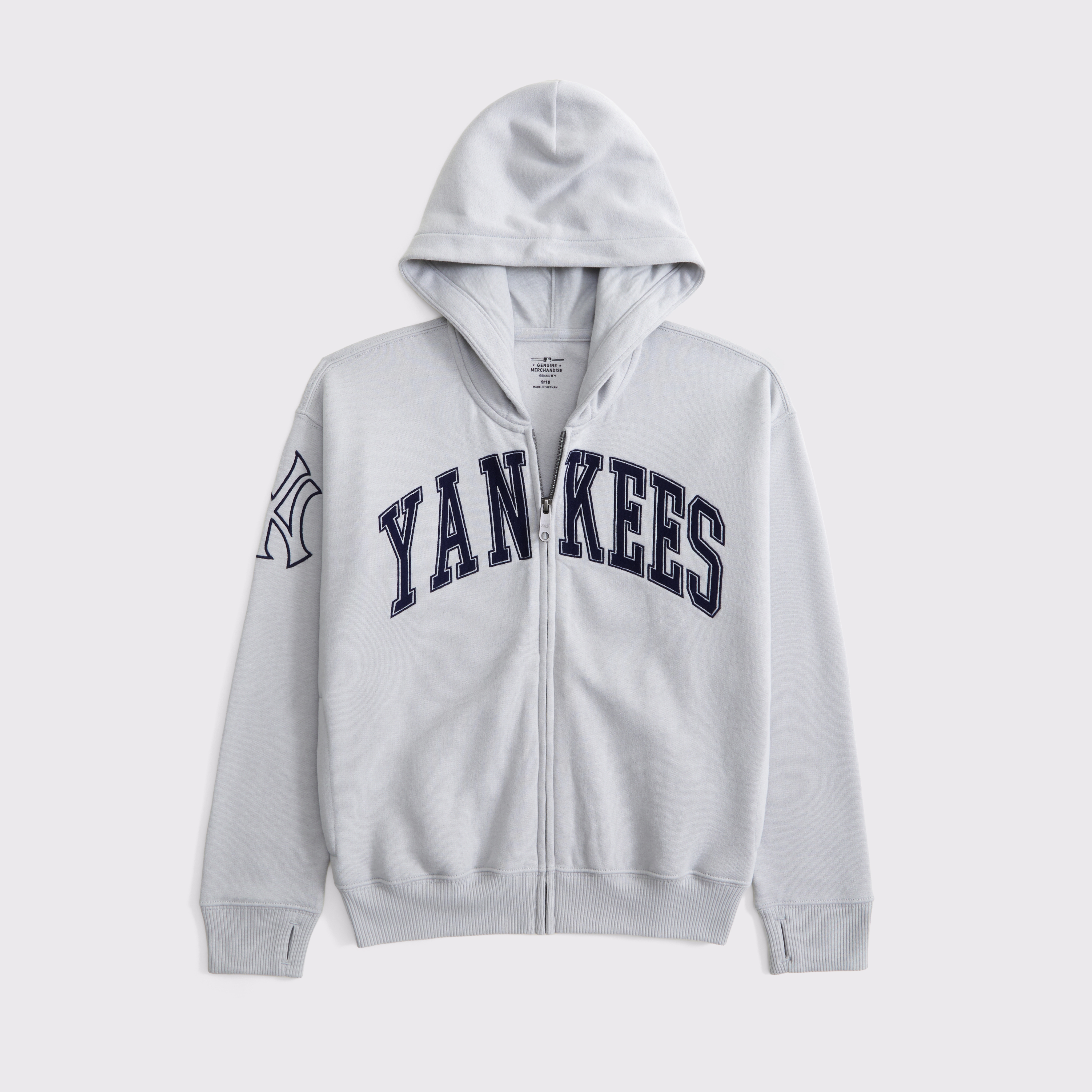 Abercrombie & Fitch Kids' New York Yankees Graphic Full-zip Hoodie In Gray