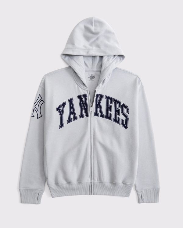new york yankees graphic full-zip hoodie, Gray view 1