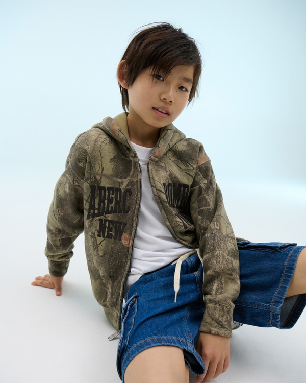 logo full-zip hoodie, Camo view 1
