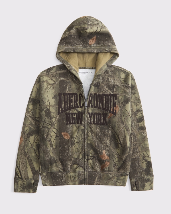 logo full-zip hoodie, Camo view 2