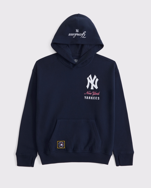 new york yankees graphic popover hoodie, Navy view 1
