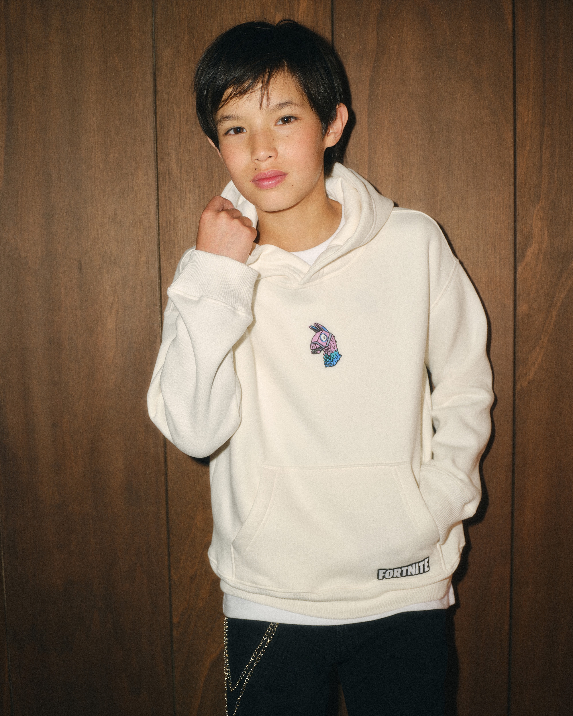 Abercrombie & Fitch Kids' Fortnite Graphic Popover Hoodie In White