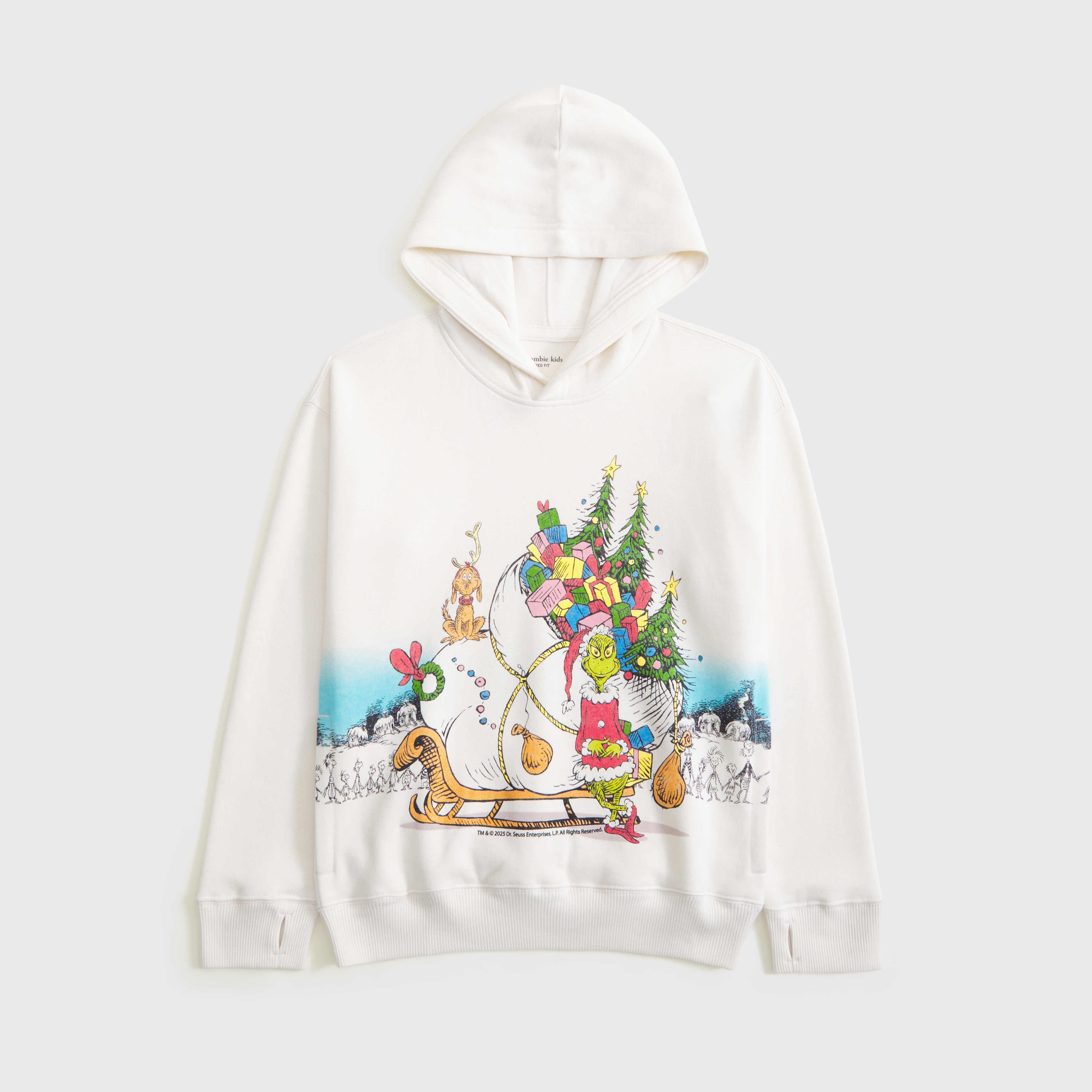 Abercrombie & Fitch Kids' The Grinch Graphic Popover Hoodie In White