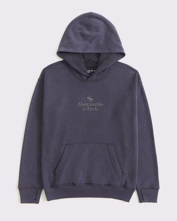 logo popover hoodie, Med Grey Flat view 1