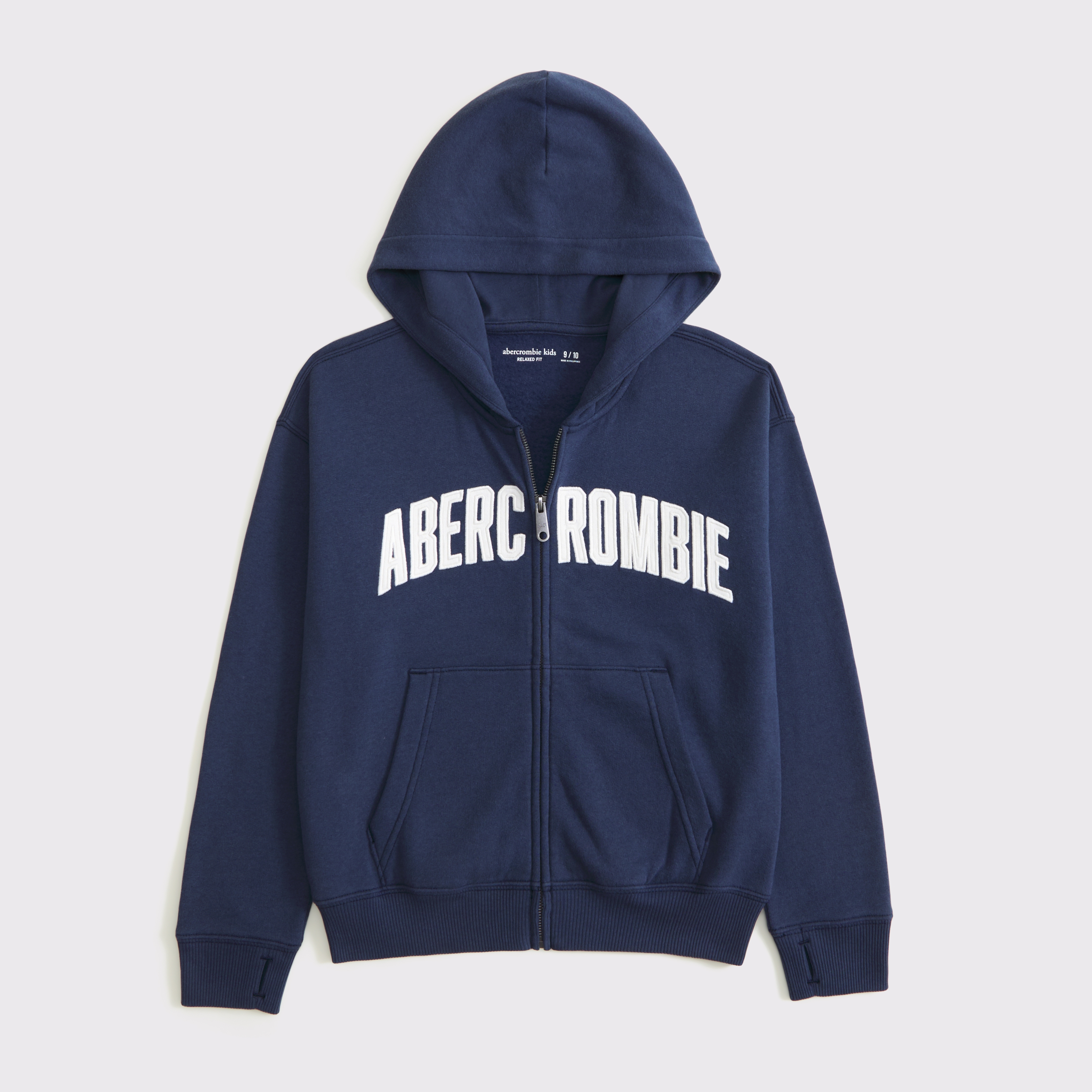 Abercrombie & Fitch Kids' Logo Full-zip Hoodie In Blue