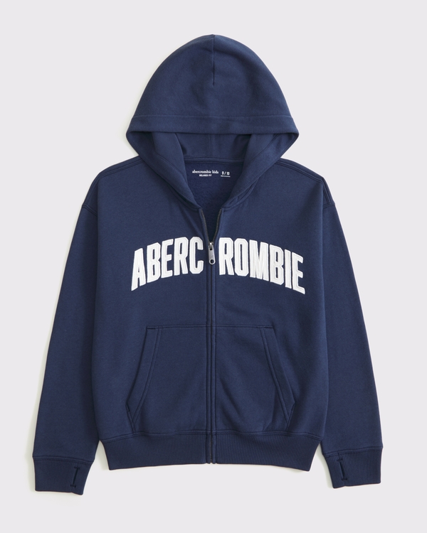 logo full-zip hoodie, Deep Blue view 2