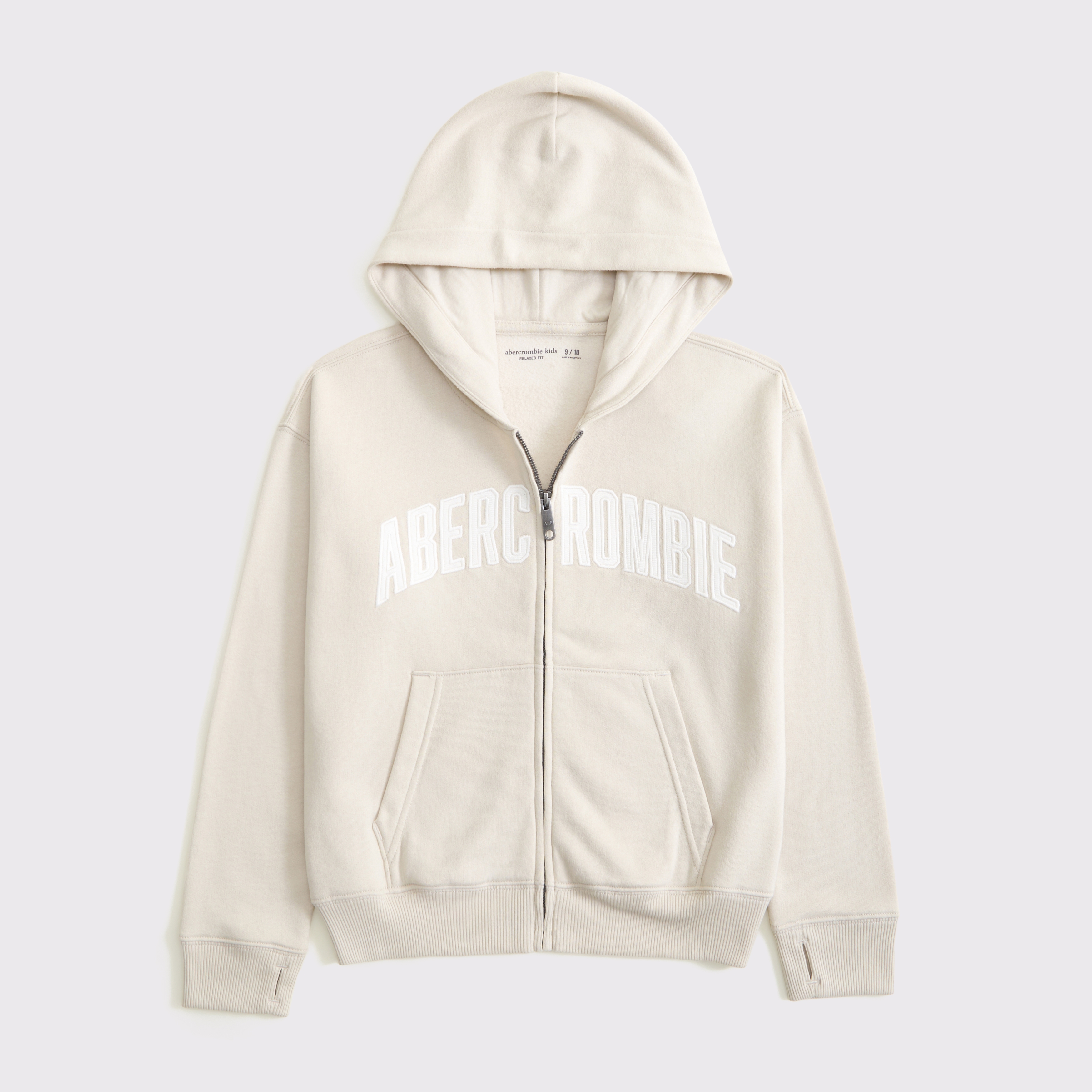 Abercrombie & Fitch Kids' Logo Full-zip Hoodie In Brown