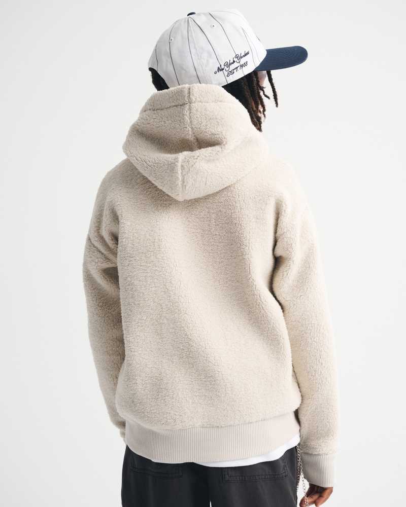 new york yankees graphic sherpa popover hoodie