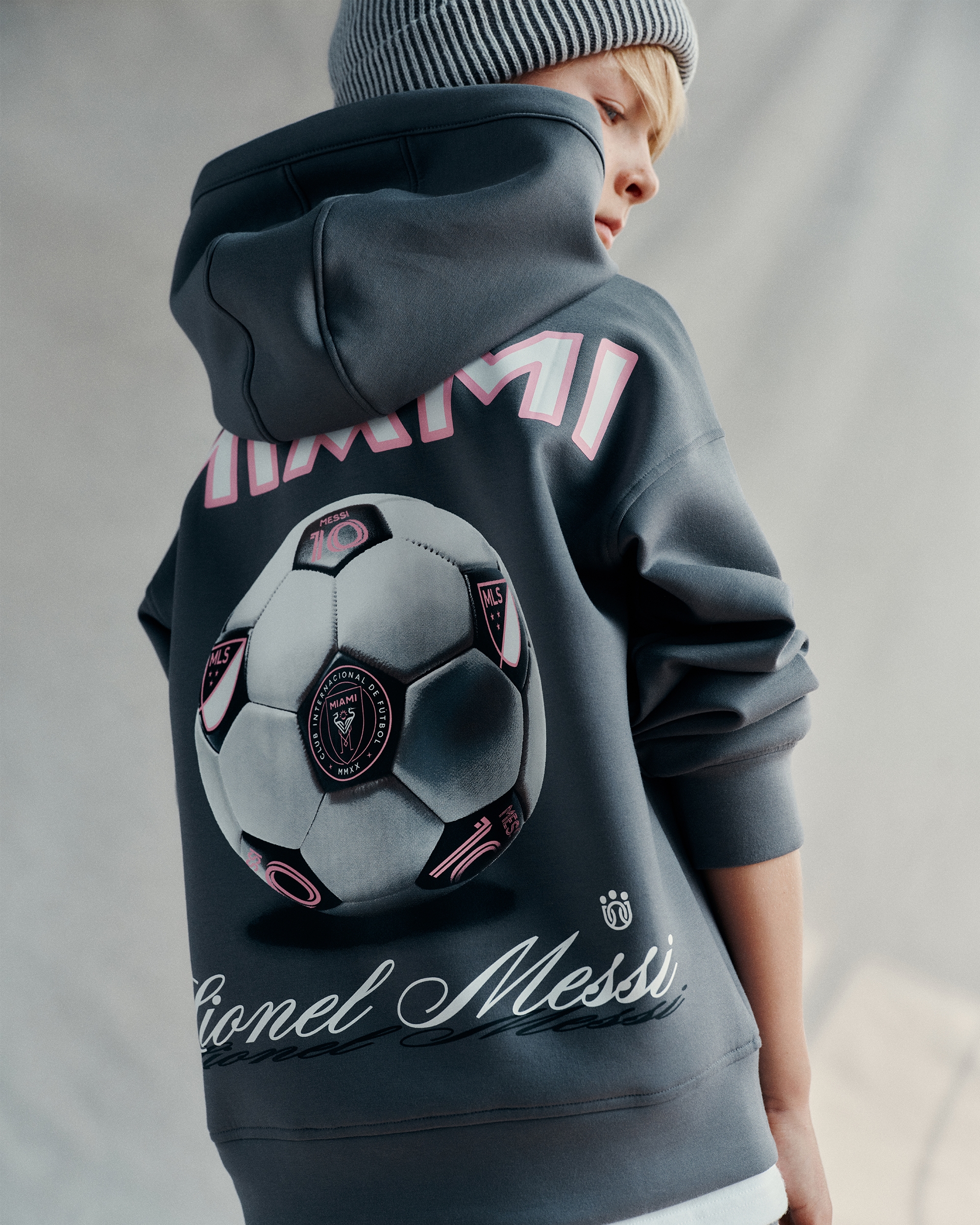 Abercrombie & Fitch Kids' Ypb Neoknit Lionel Messi Popover Hoodie In Gray
