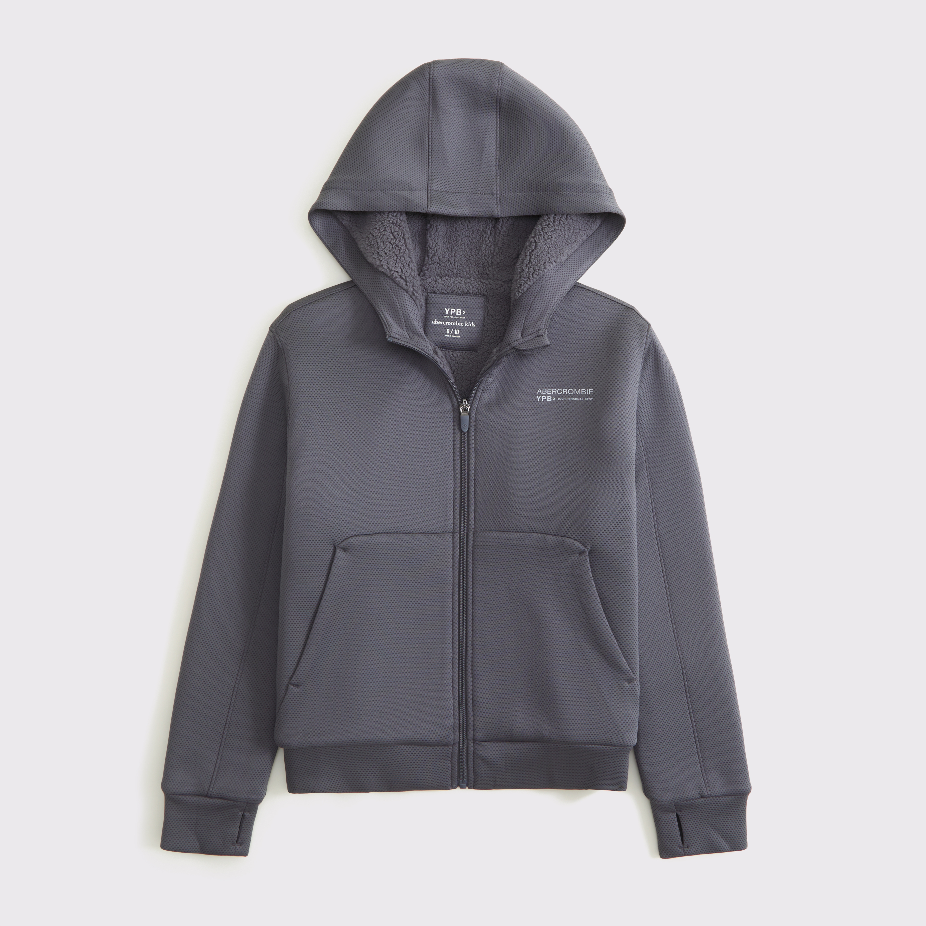 Abercrombie & Fitch Kids' Ypb Cozy-lined Full-zip Hoodie In Gray