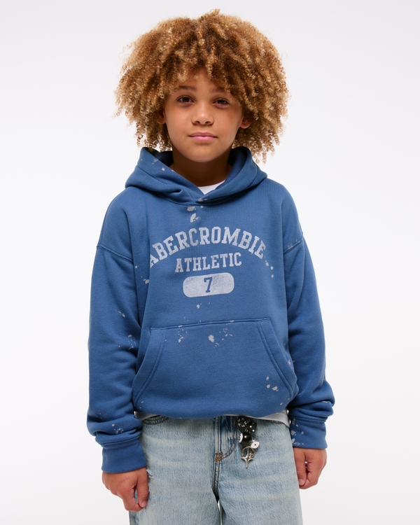 logo popover hoodie, Blue view 1