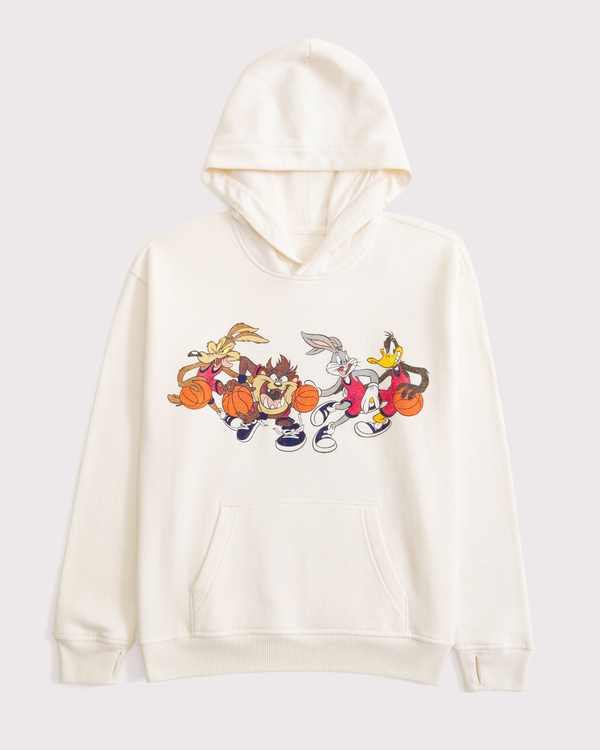 looney tunes graphic popover hoodie, Cream view 2