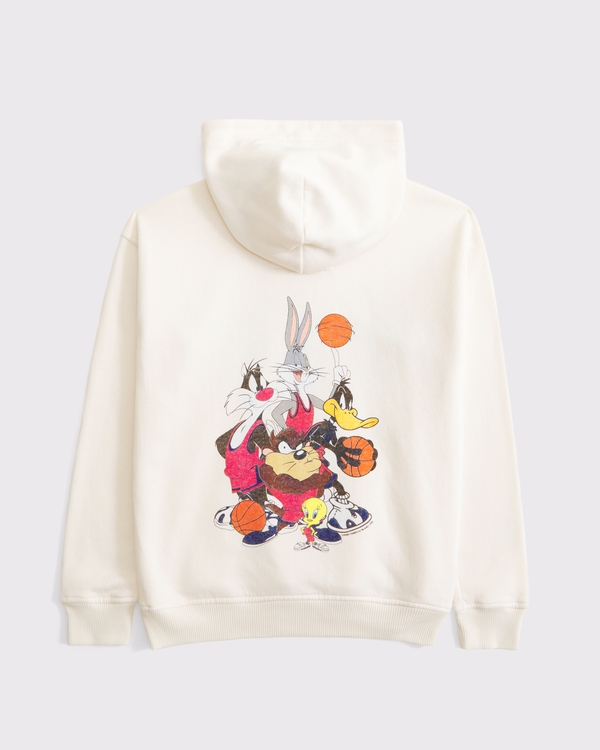 looney tunes graphic popover hoodie, Cream view 1
