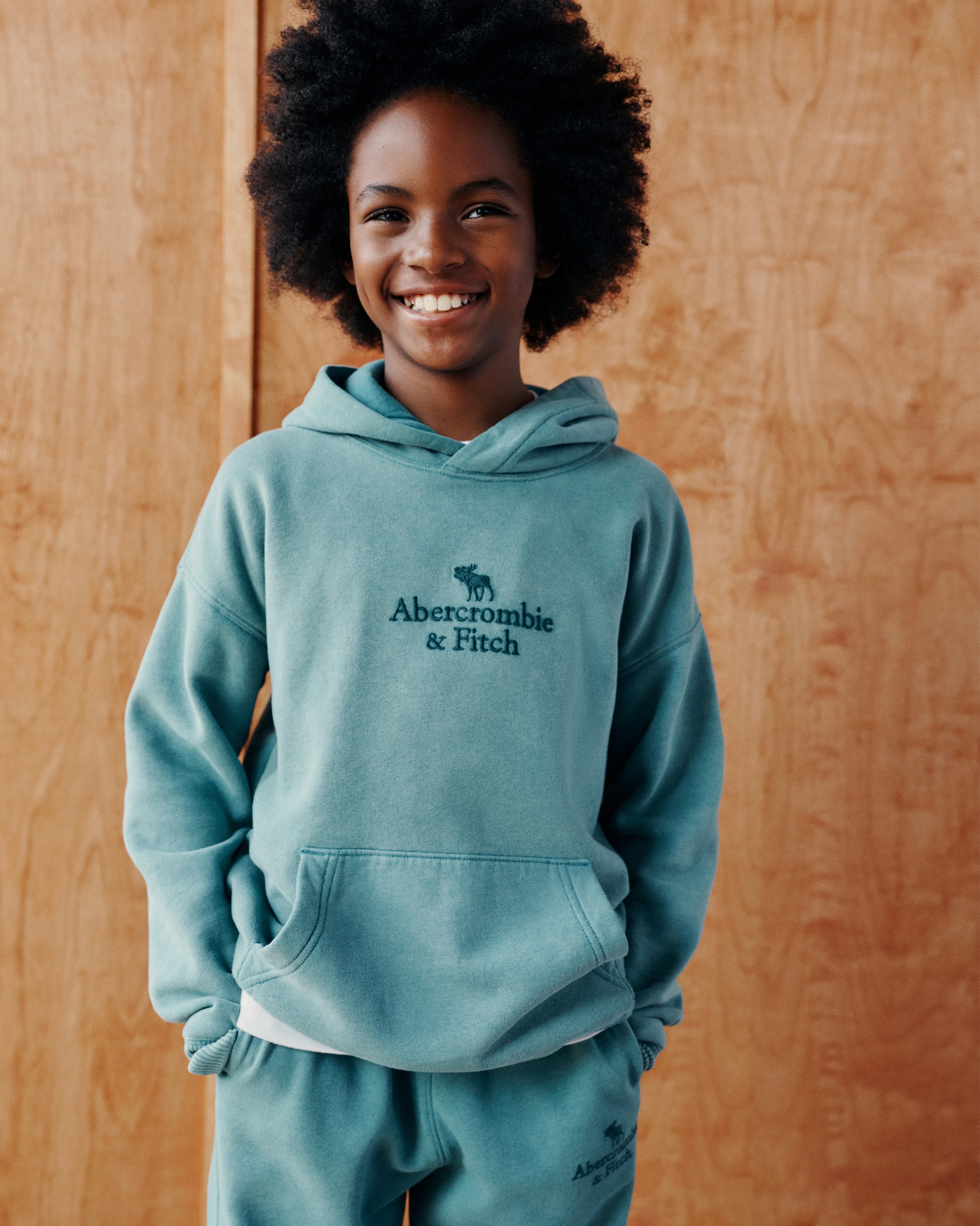 Abercrombie & Fitch Kids' Logo Popover Hoodie In Green