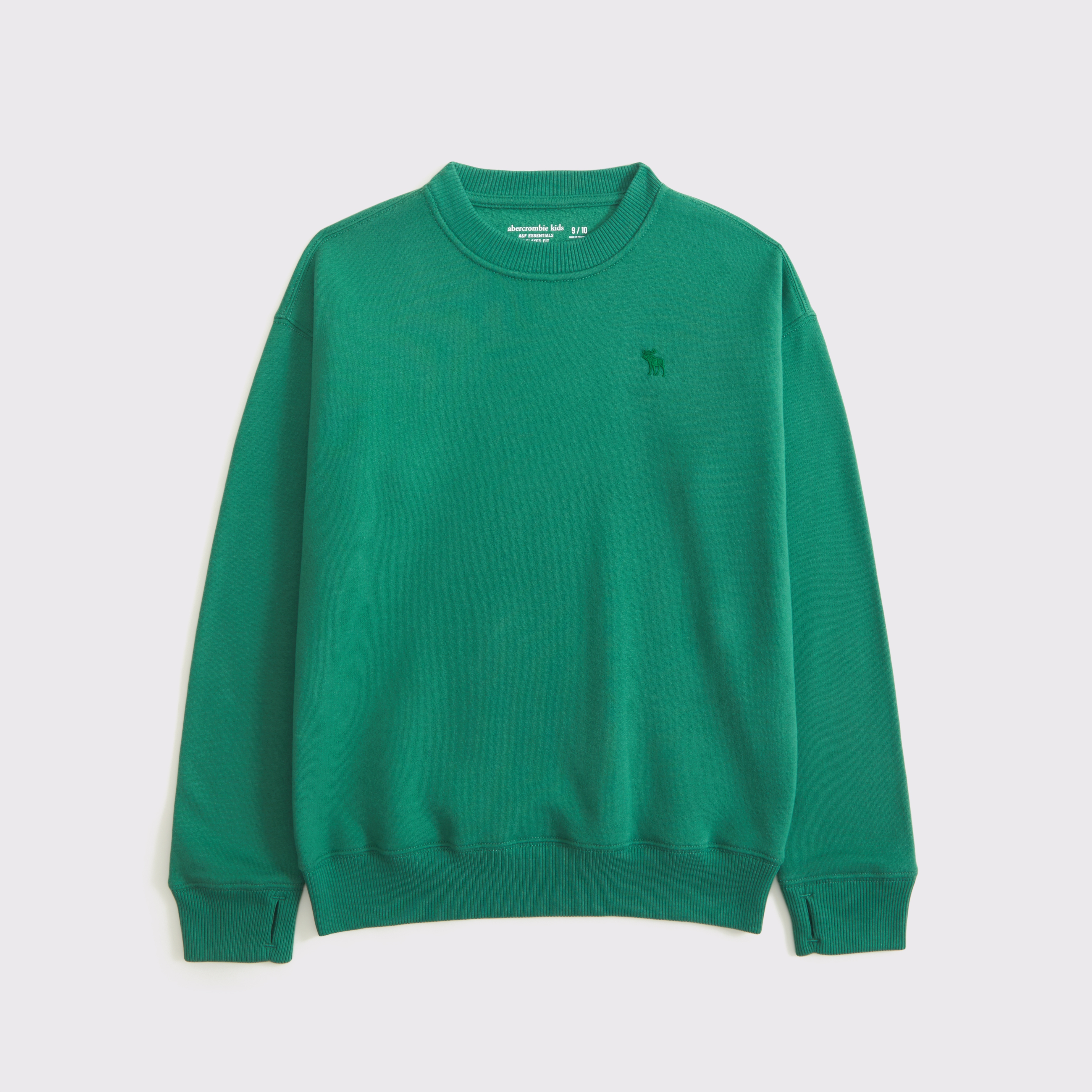 Abercrombie & Fitch Kids' Essential Icon Crew Sweatshirt In Green