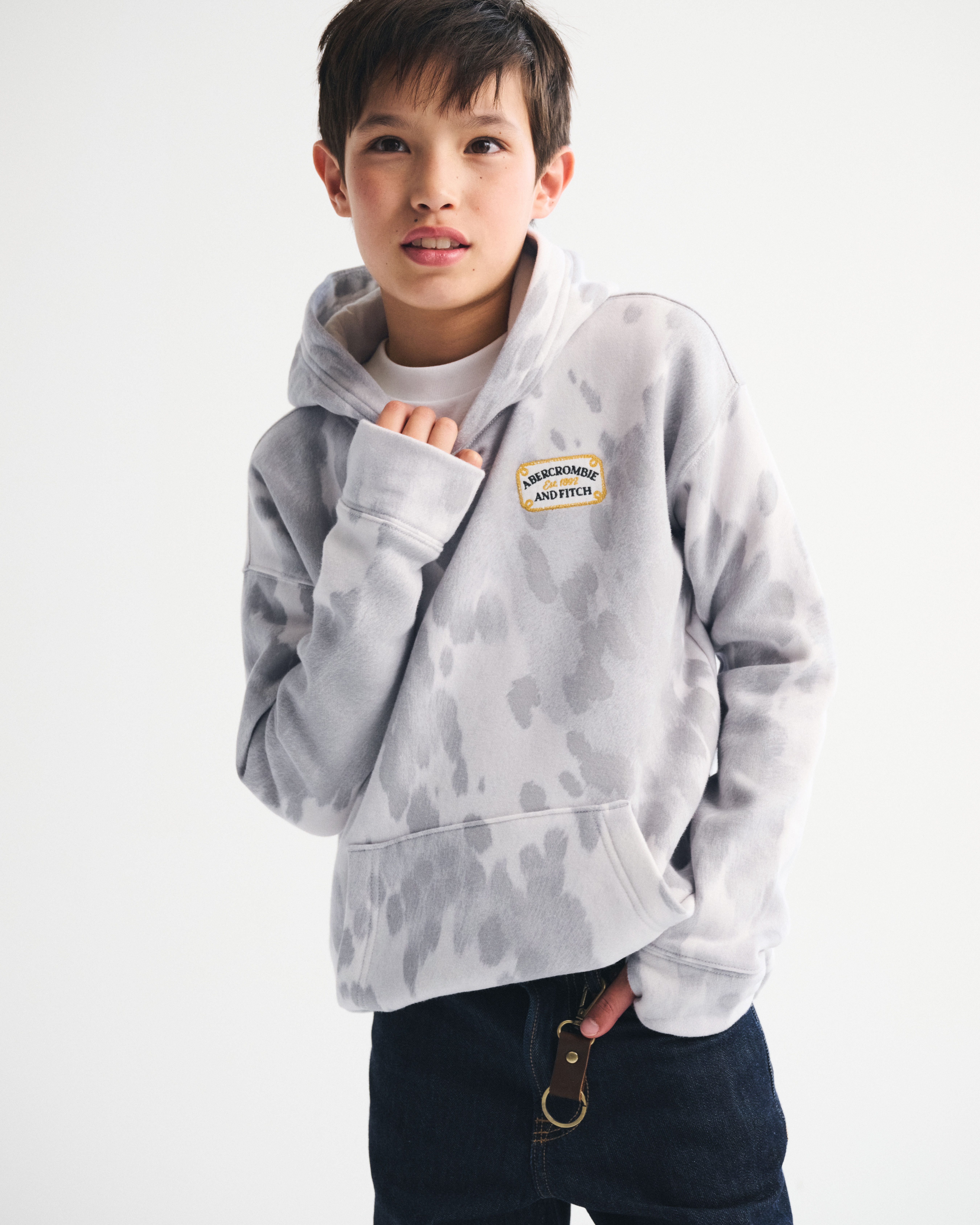 Abercrombie & Fitch Kids' Pony Print Logo Graphic Popover Hoodie